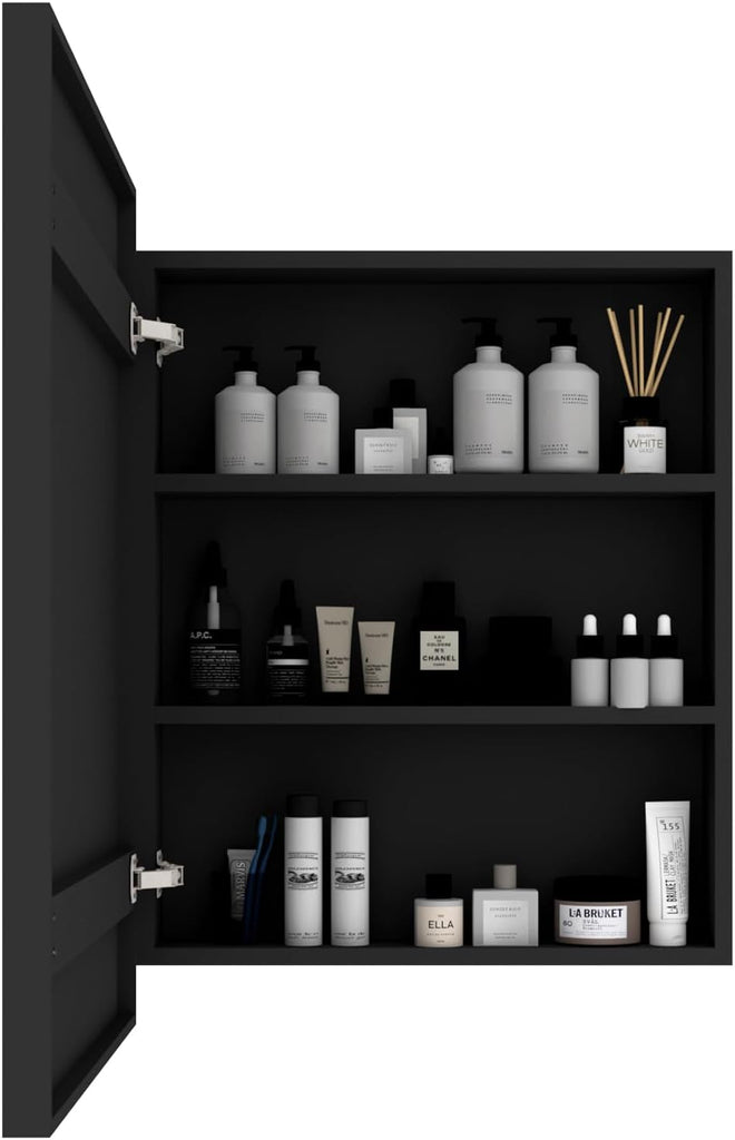 24"x16" Recessed Wood Medicine Cabinet with Mirror - Wall-Mounted Wooden Bathroom Cabinet with Adjustable Storage