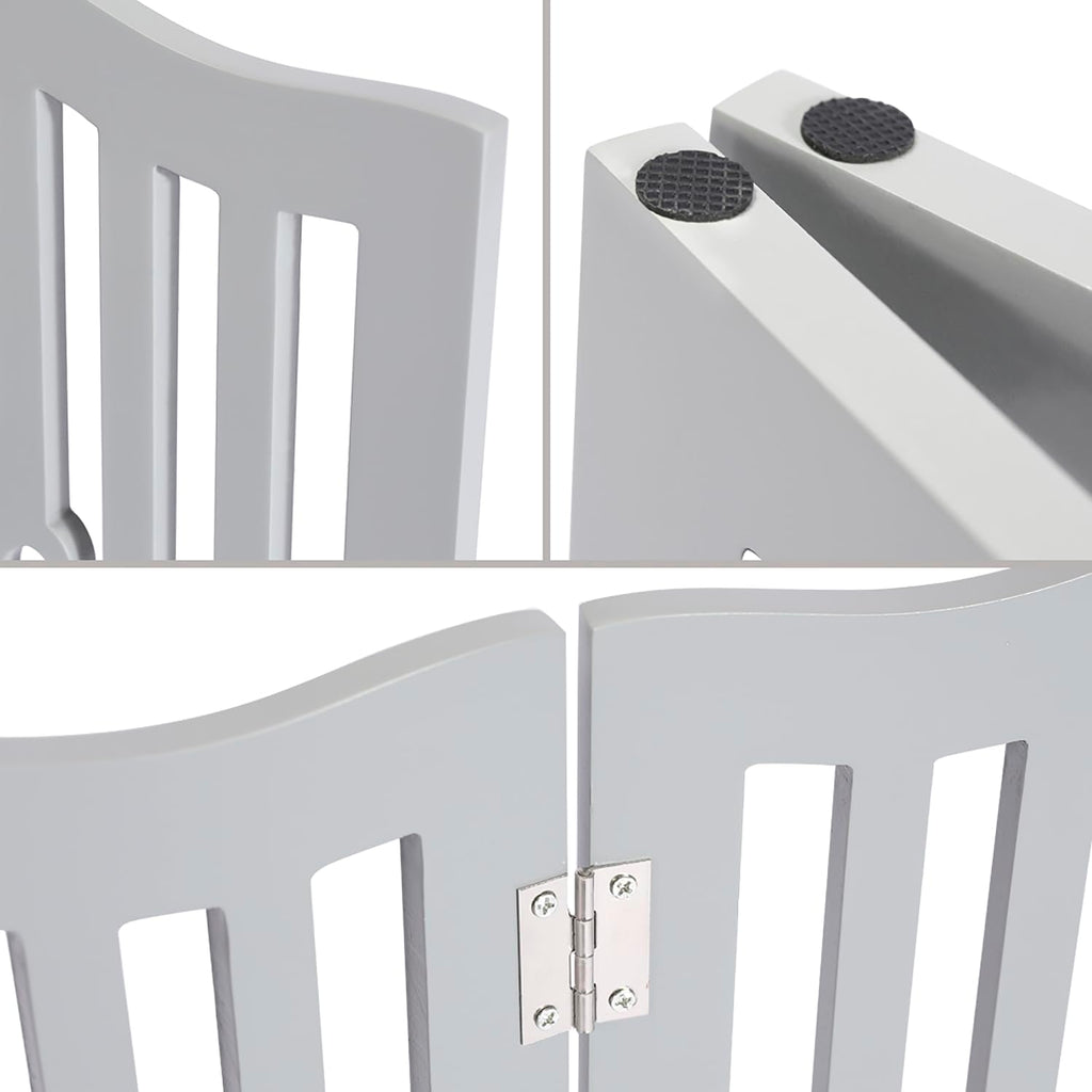 Pet Gate Wooden Free Grey Standing Dog Gate - Foldable