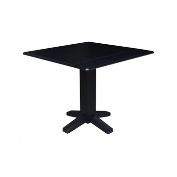 36" Solid Wood Square Dual Drop Leaf Dining Table in Black