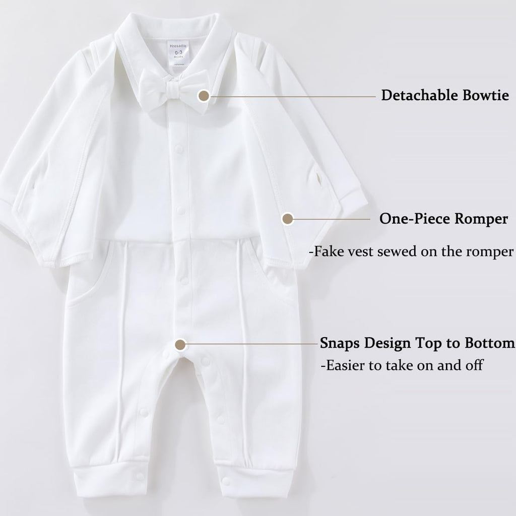 Baby Boy Baptism Outfit Christening Formal Romper