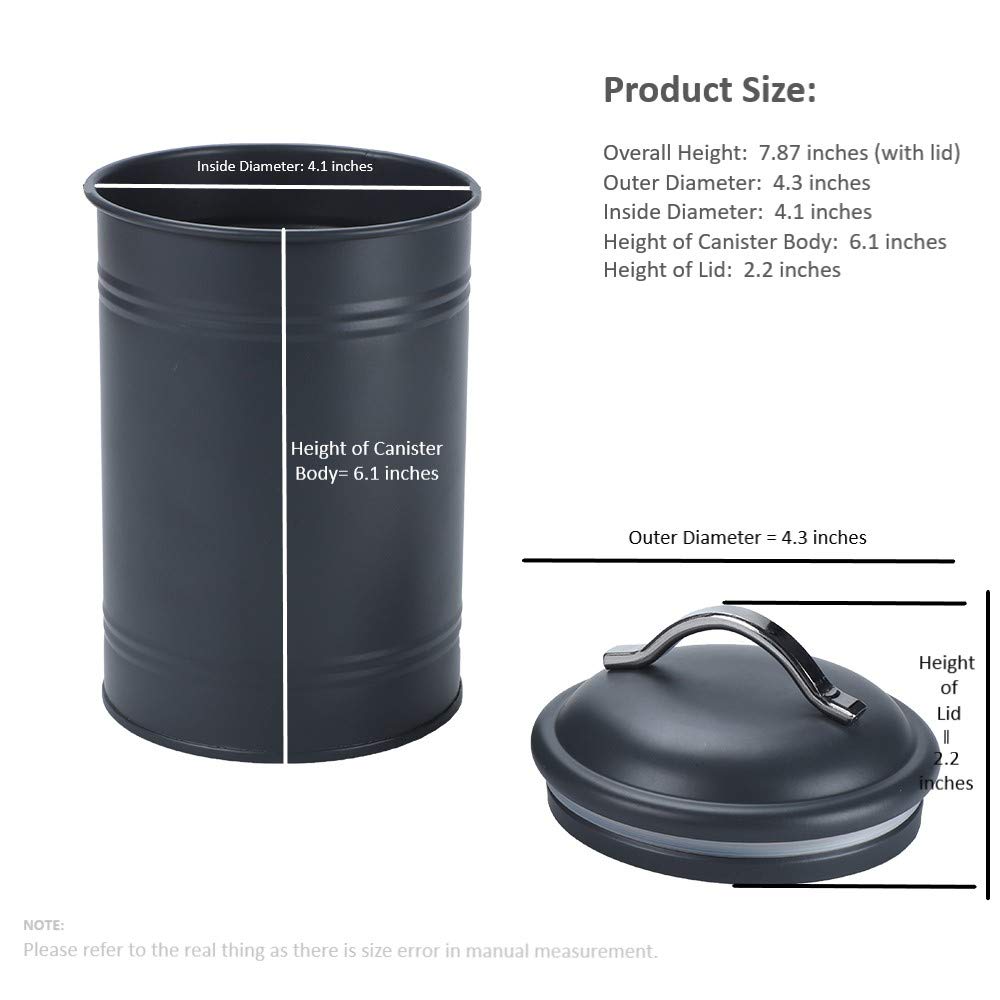 Airtight Kitchen Canister with Lid, Rustic Farmhouse Decor Container for Dry Food Sugar Coffee Tea, Charcoal Gray