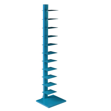 12 shelves Metal Spine Book Tower, Blue