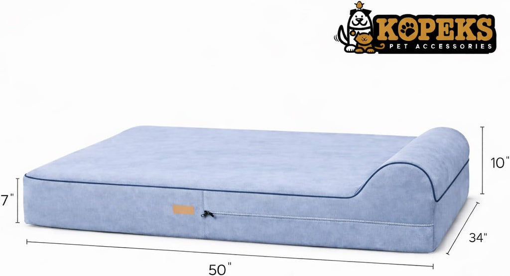 Orthopedic Memory Foam Dog Bed 7" Inch Thick Extra Large Dog Bed With Pillow Grey Includes Waterproof