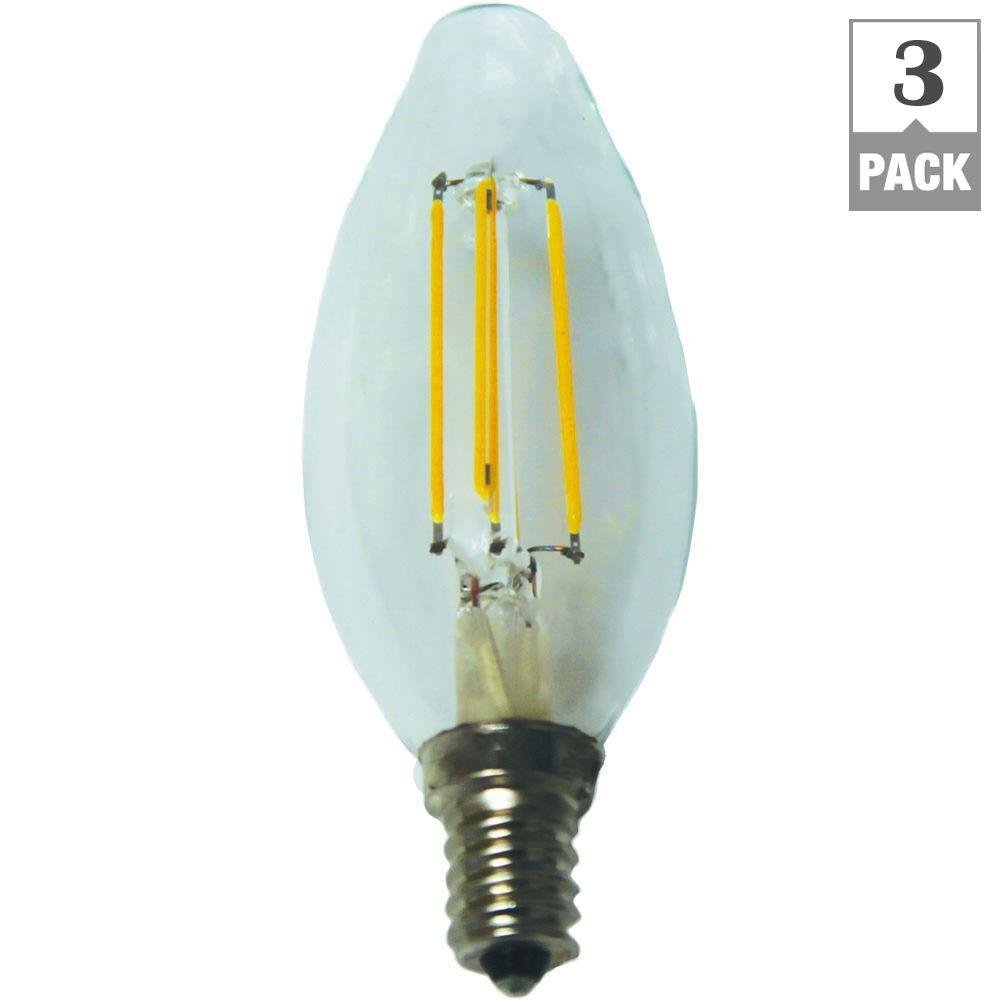 40W Equivalent Soft White B11 Dimmable Filament LED Light Bulbs 3-Pack