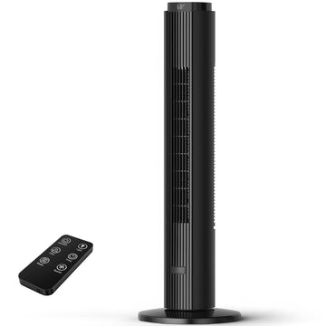 Tower Fan 23ft/s Electric Oscillating Fan with Remote Quiet Bladeless Standing Fan for Indoor, 4 Mode, 6 Speeds, 12H