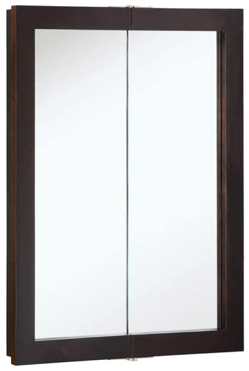 Ventura Medicine Cabinet Durable Espresso Assembled Frame Bathroom Wall Cabinet w/ Mirrored Doors, 24"