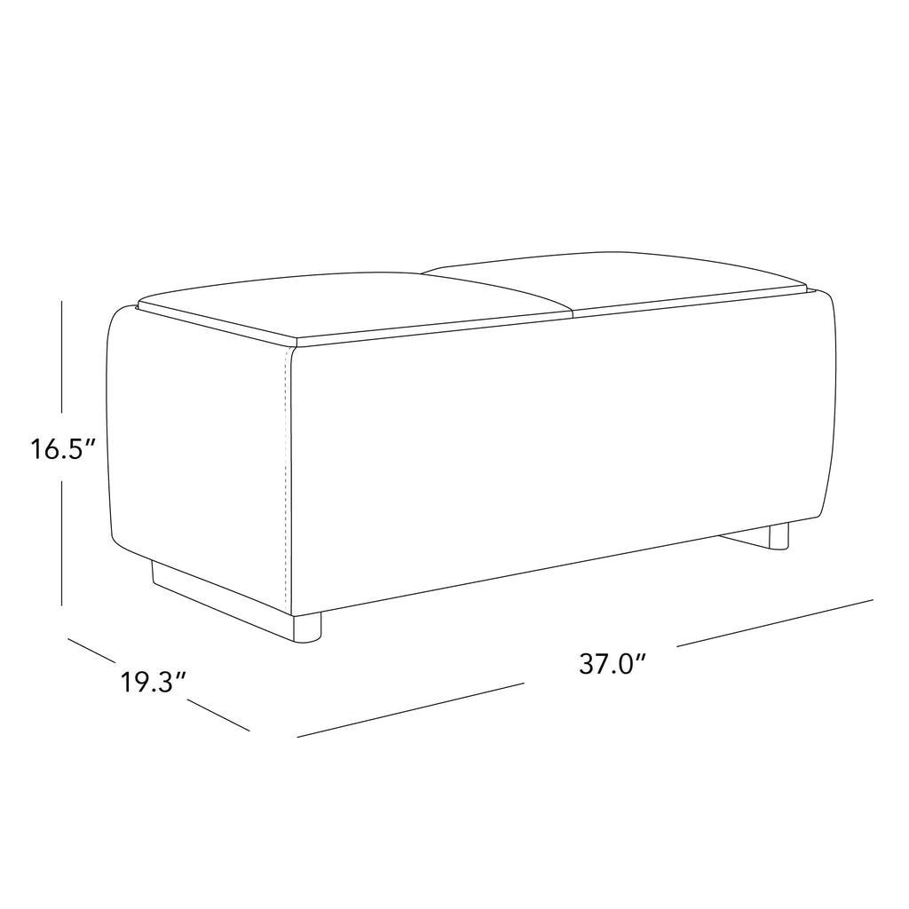 Storage Ottoman with Tray Lids, FSC Certified Small Rectangular Bench, Faux Leather in Black (Light)