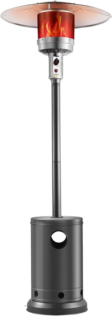 50000BTU Propane Patio Heater for Outdoor Use With Round Table Design, Metal Burner and Wheels - Tall Hammered Flame