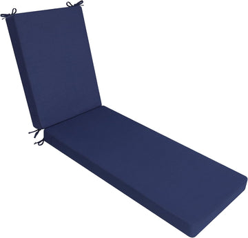 Outdoor Lounge Chair Cushion 72x21x3 in | Waterproof & Fade Resistant, Removable Cover, 6 Straps & Hidden Zipper