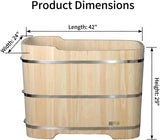 Premium Japanese Hinoki Wood Soaking Tub - 47.2" Freestanding Bathtub with Copper Drain
