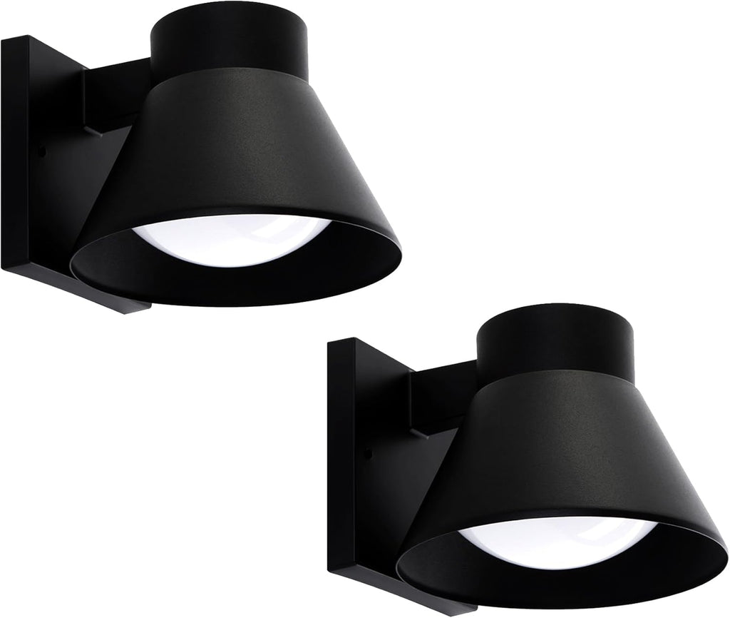 2 Pack LED Outdoor Wall Light Fixtures, Black Front Porch Lights Wall Mount Lighting