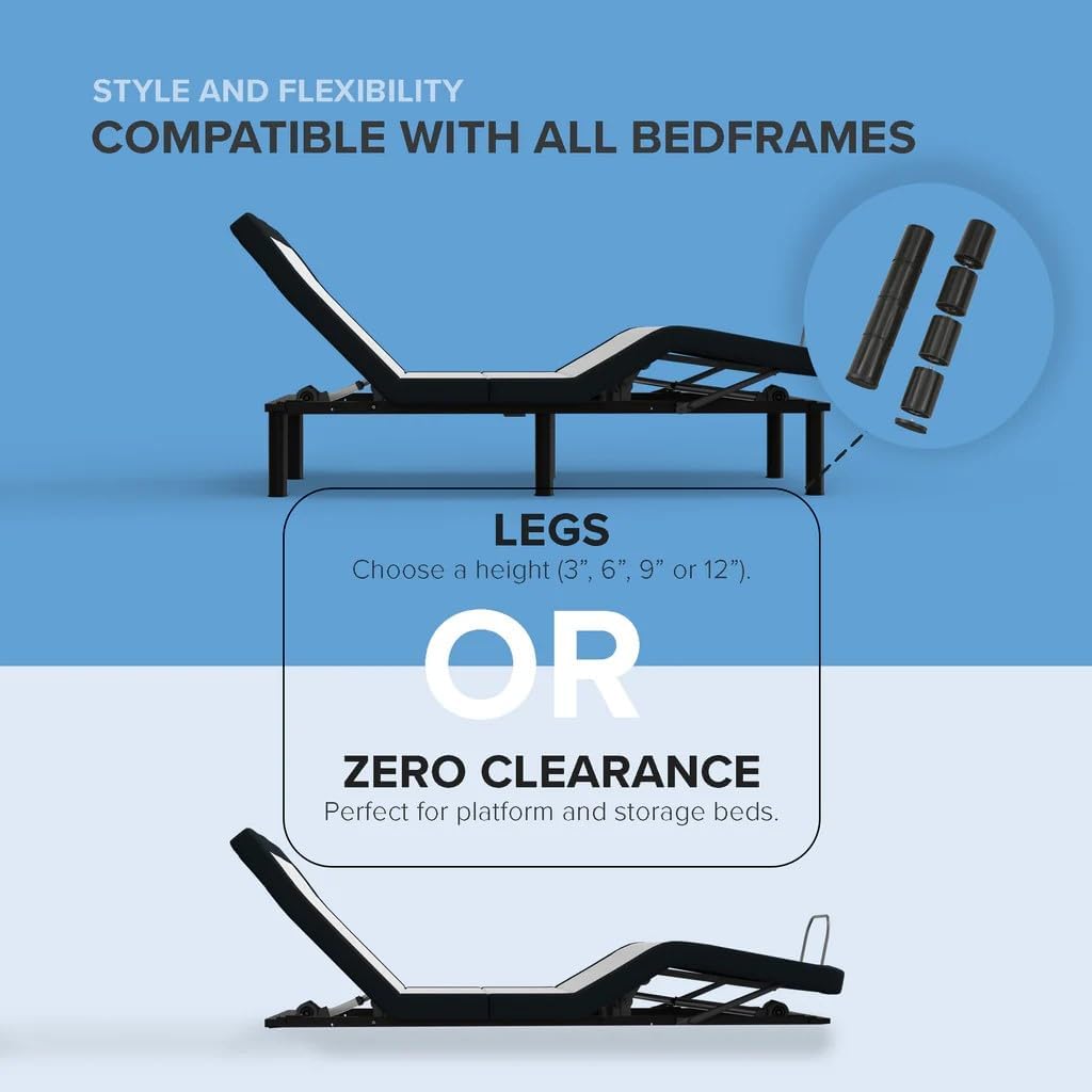 Z4 Adjustable Bed Frame for Storage Beds with Massage Anti-Snore, Zero G, USB Charging Station, Wireless Remote Head