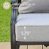 6-Piece Metal Outdoor Patio Furniture Set - Conversation | Grey with Thick Cushions for Patio, Garden & Porch