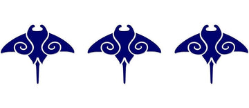 Manta Ray Step Marker (Set of 3) Porcelain Swimming Pool Mosaic (4" x 4", Blue)