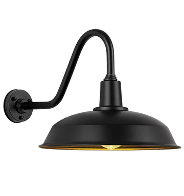 21" Large Black Gooseneck Barn Light, Outdoor Wall Fixture
