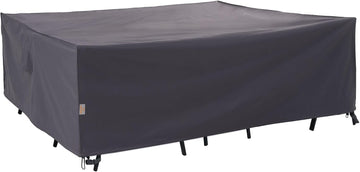 Heavy-Duty Patio Furniture Cover, Gray, 96" x 64" x 31" | Waterproof & Windproof, For Rectangle Table and Chairs