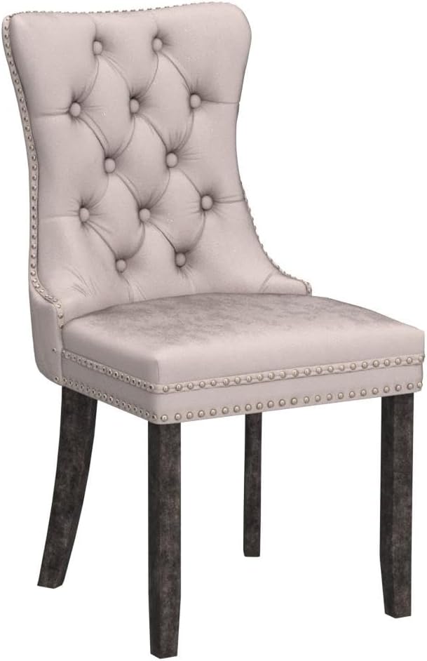 Kiztir Velvet Dining Chairs Set of 4, Upholstered Dining Room Chairs with Ring Pull Trim and Button Back