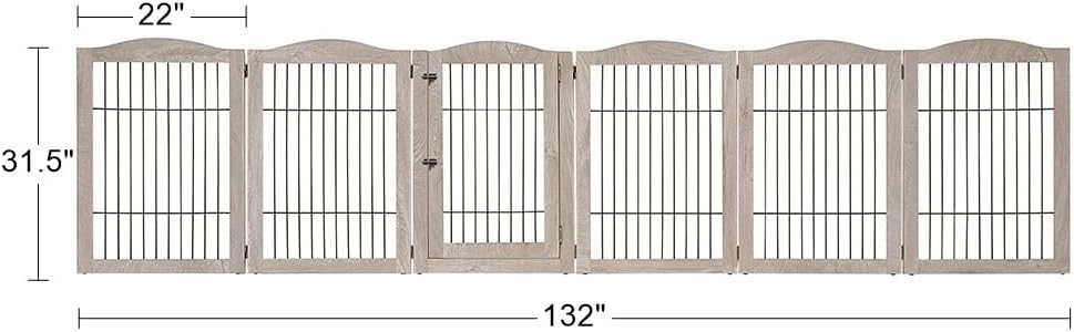 132" Extra Wide Dog Gate and Pet Playpen with Walk Through Door