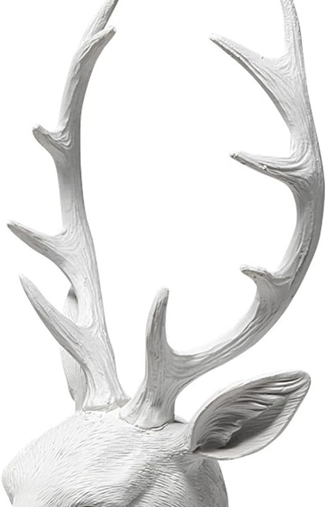 23" White Polyresin Suited Deer Bust Tabletop Sculpture