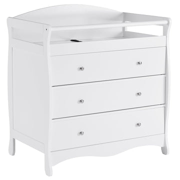 3-Drawer Changing Table, Safety Rails & Strap, Infant Diaper Changing Station with Drawers, Baby Diaper Changing
