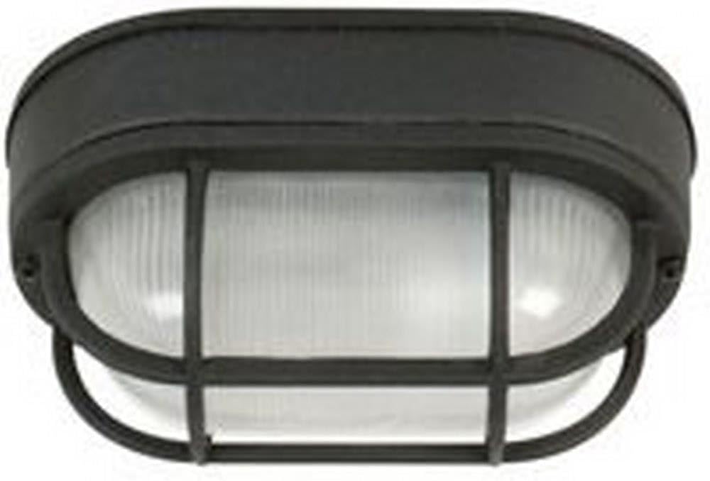 Bulkhead Outdoor Marine Flush Mount Ceiling Lighting, 1-Light 60 Watt (5" W x 9" H), Matte Black