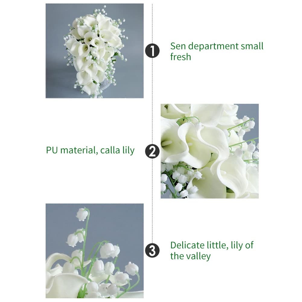 Wedding Bouquets for Bride, 10 Inch White Artificial Calla Lily