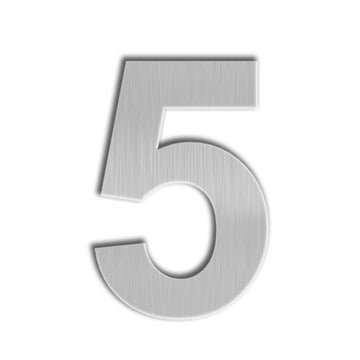 12 Inch Floating House Number 5 - Brushed 304 Stainless Steel