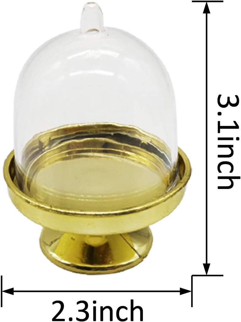 Mini Cupcake Stand, Tiny Cake Dome with Clear Plastic For Chocolate, Cheese, Coconut Macaroons, Rum Balls - Set of 12