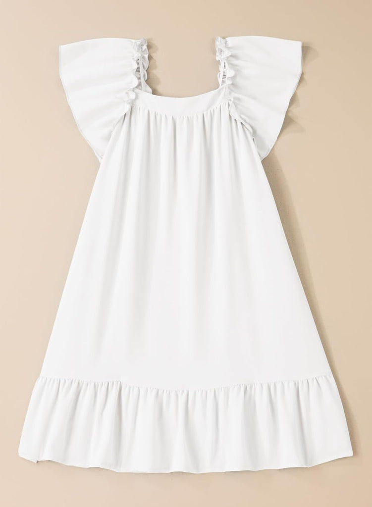 Girls Summer Dresses Kids Ruffled Sleeve Sundress