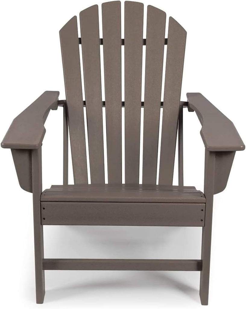 Farmhouse Adirondack Chair Wood Texture, Poly Lumber Patio Chairs, Pre-Assembled Weather Resistant Outdoor Chairs for