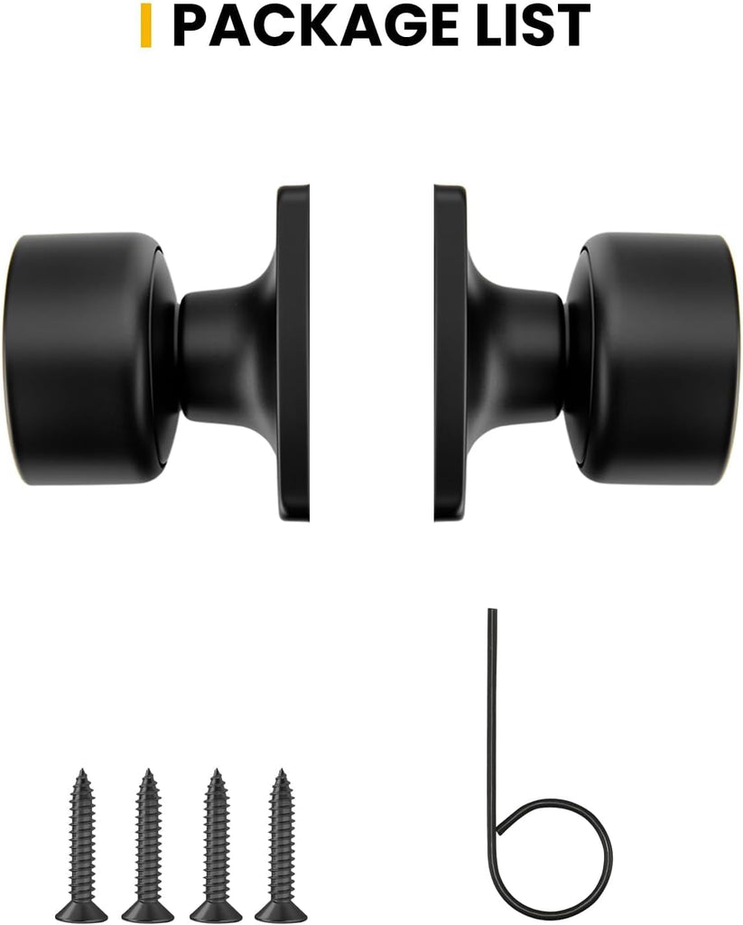 Matte Black Dummy Door Knobs No-Function, Single-Side Black Door Knobs for Handle, Closet Door Knob Pull/Handle