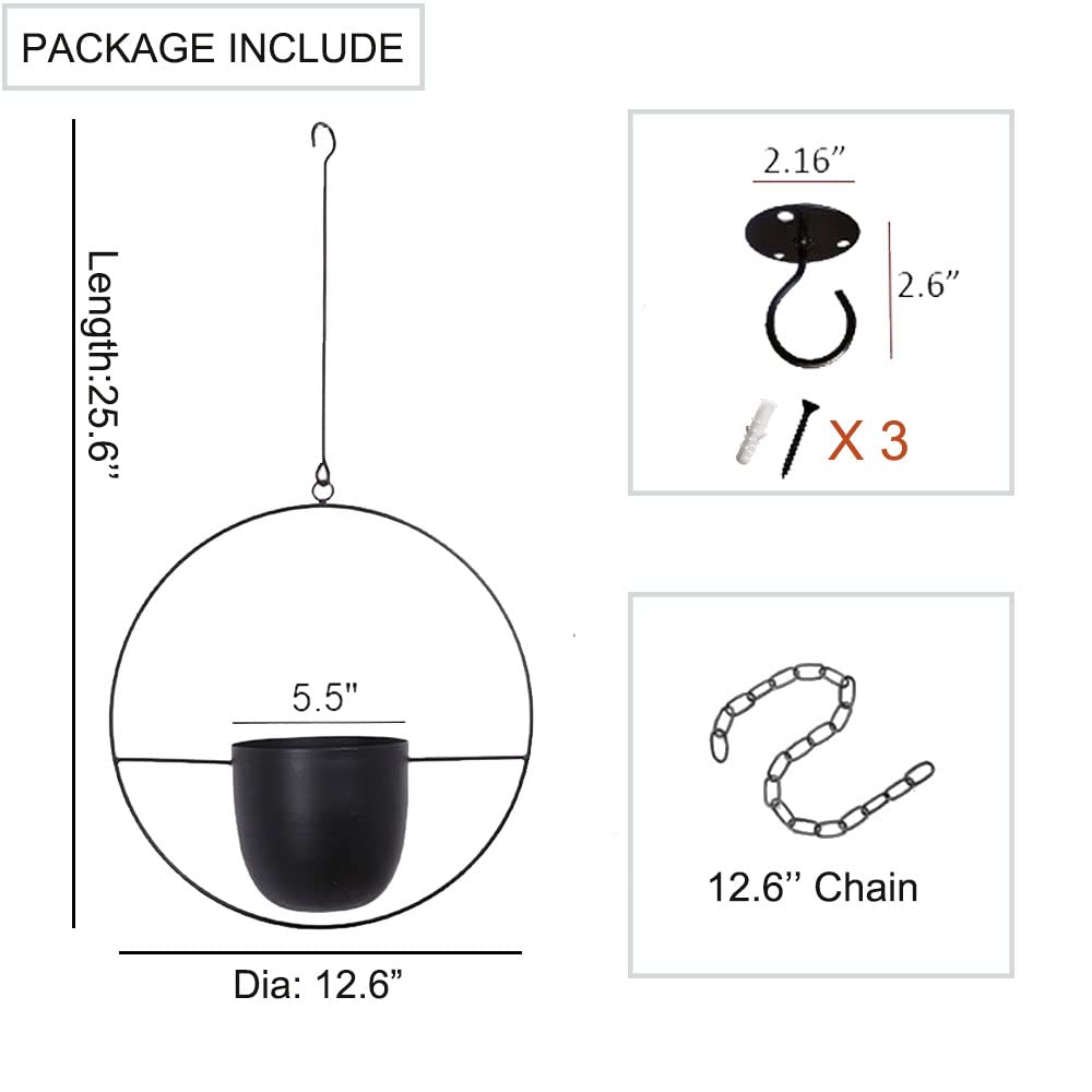 Hanging Planter for Indoor Outdoor Plants Metal Mid Century Minimalist Wall Ceiling Plant Hanger, Hanging Flower Pot