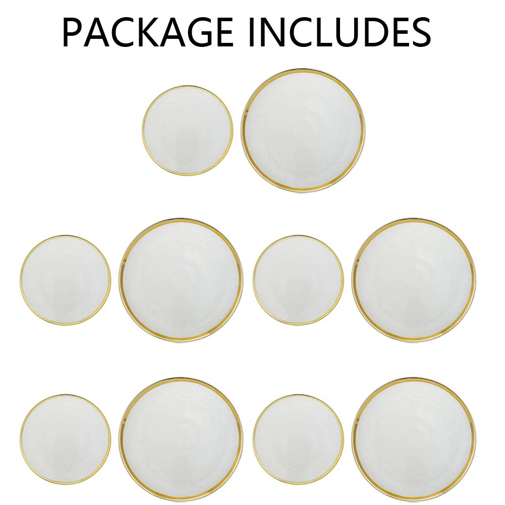 Glass Charger Dinner Plates Glass Bulk with Gold Rim, 10 Pcs
