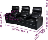 Sofa, 3 Seat Recliner Sofa with Adjustable Backrest, Upholstered Reclining Sofa Home Theater Seating, Modern Style, Black Faux Leather A120-B01N3XALZ3