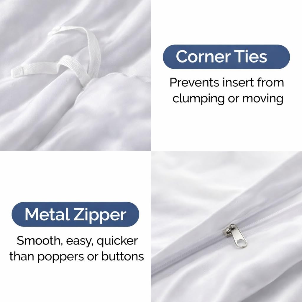 100% Mulberry Silk (Dark Grey) Duvet Cover Set - 3-Piece Set - Features Hidden Zipper Closure and Corner Ties