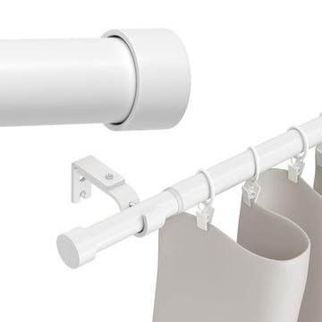 White Curtain Rods Extra Long 200 inches, Heavy Duty Curtain Rod for Windows 120-200 inch, 1-inch Drapery Rod for