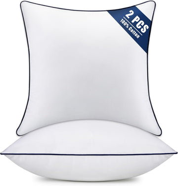 Throw Pillow Inserts-Fluffy Square Cushions with 100% Cotton Covers-Decorative White Pillow Fillers - Set of 2