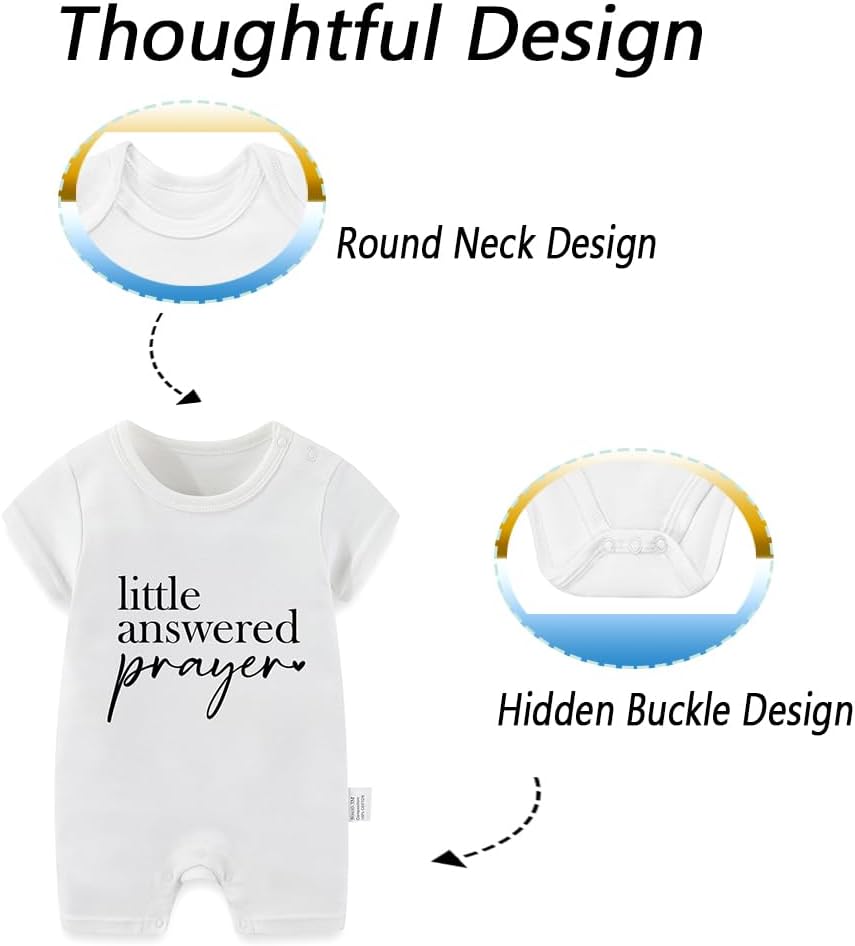Little Answered Prayer Bodysuit, Pregnancy Announcement Gender Neutral Baby Gifts, Cute Infant Short-Sleeve Clothes