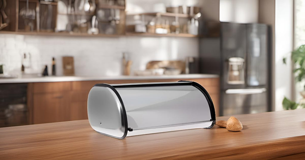 Bread Box - IT Stainless Steel Counter, Roll Top Lid, Large