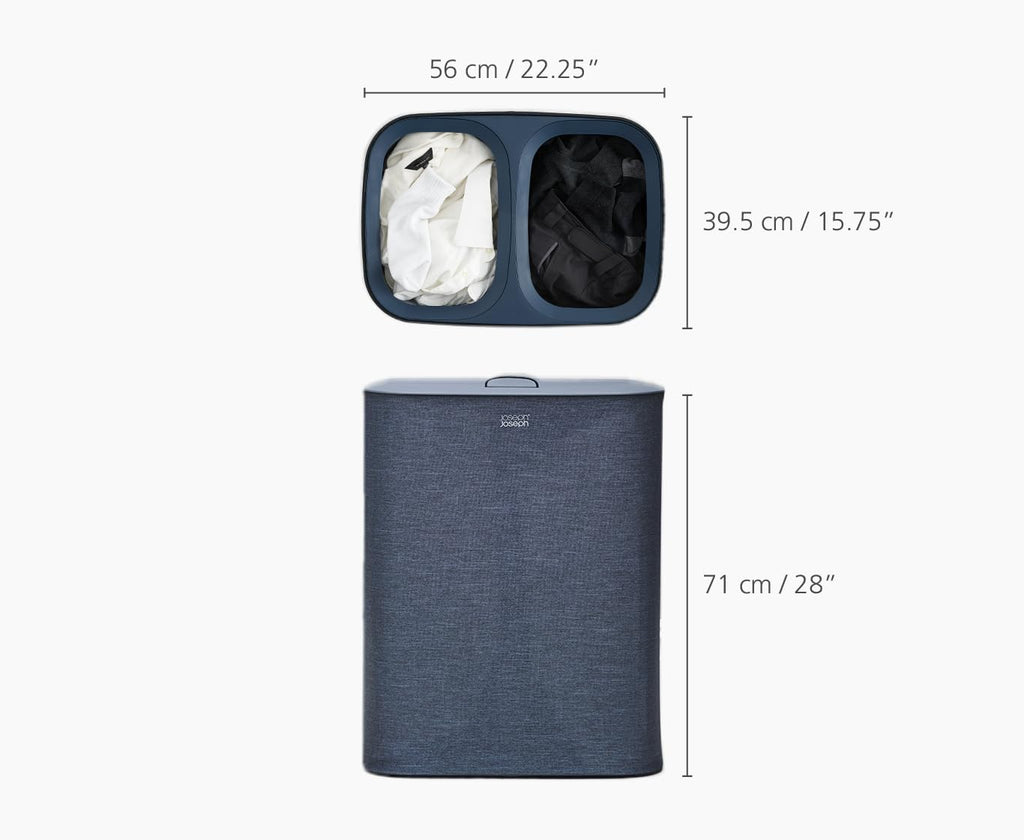 Tota Laundry Hamper with Lid, 90L Double Sorter, Removable Bags