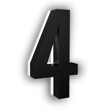 5 Inch Backlit LED House Number, 5000K White, ABS Polymer (4, Black)