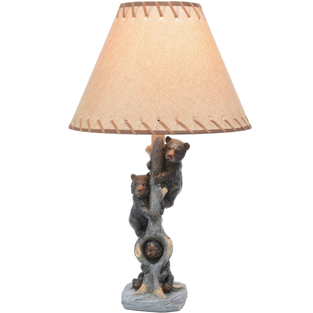 Bears in a Tree Table Lamp, Rustic Cabin Lodge Lamp