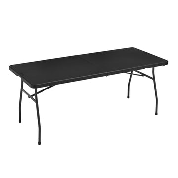 Heavy Duty Portable Folding Table, 6 ft, Indoor & Outdoor, Fold-in-Half Design with Carrying Handle, for Events, Easy