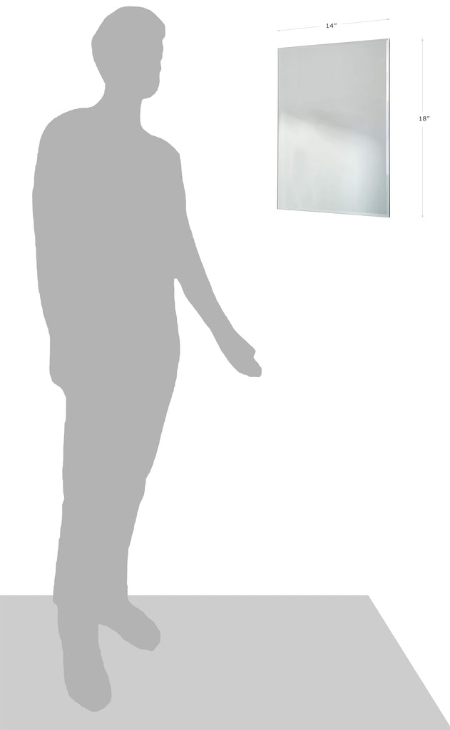 14" x 18" Large Decorative Frameless Beveled Edge Wall Hanging Mirror, Rectangular