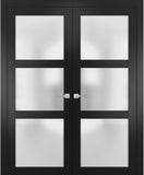 Lucia 2552 | Double Swing Interior French Doors with Glass with Frosted Glass, Solid Wood, Prehung, 