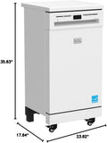 18” Portable Dishwasher, Compact Dish Washer with 8-Place Setting Capacity, Stainless Steel Tub, 6 Wash Programs