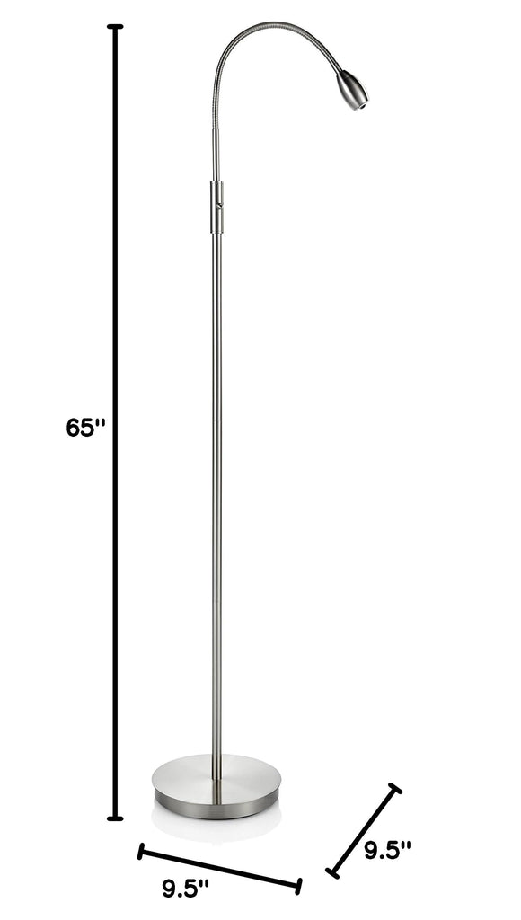 Patented Focus Adjustable LED Beam Floor Lamp with Gooseneck for Reading, Crafting or Hobby