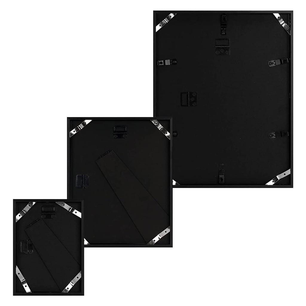 7 Pack Black Aluminum Frame with White Mat, Real Glass