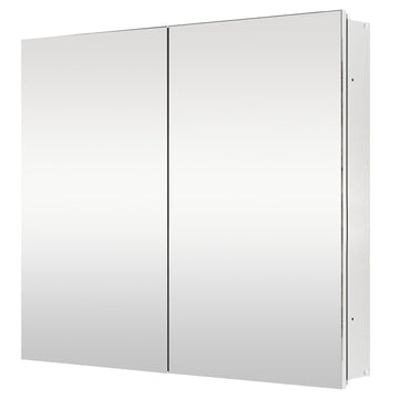 Medicine Cabinet with 26x30 inch Mirror, Mirror Cabinet with Assembly Needed, Aluminum Surface Mount or Recessed Wall