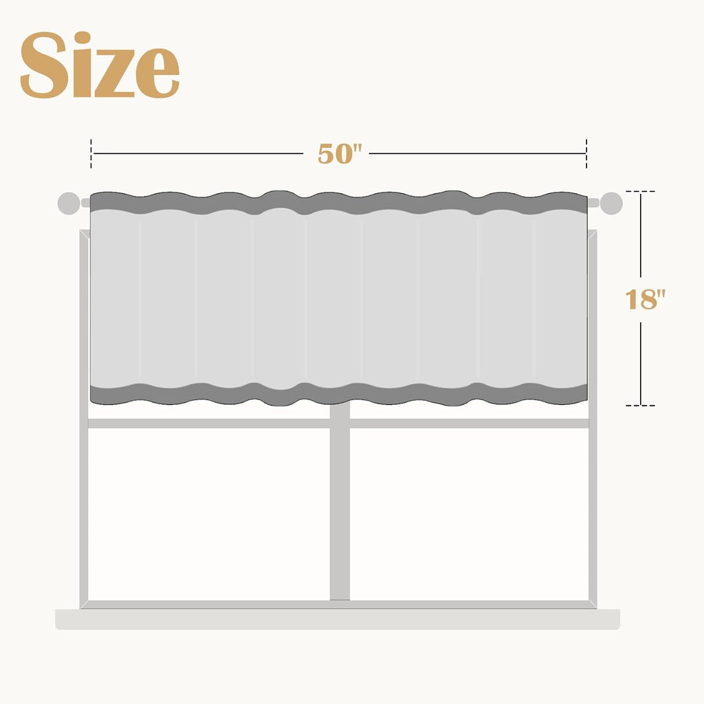 Linen Valance Curtain Striped Small Window Curtain Double Layer Light Filtering Modern Farmhouse Valance for Kitchen